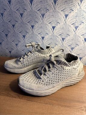 NOBULL Knit Mesh Lace-Up Sneakers in Light Gray